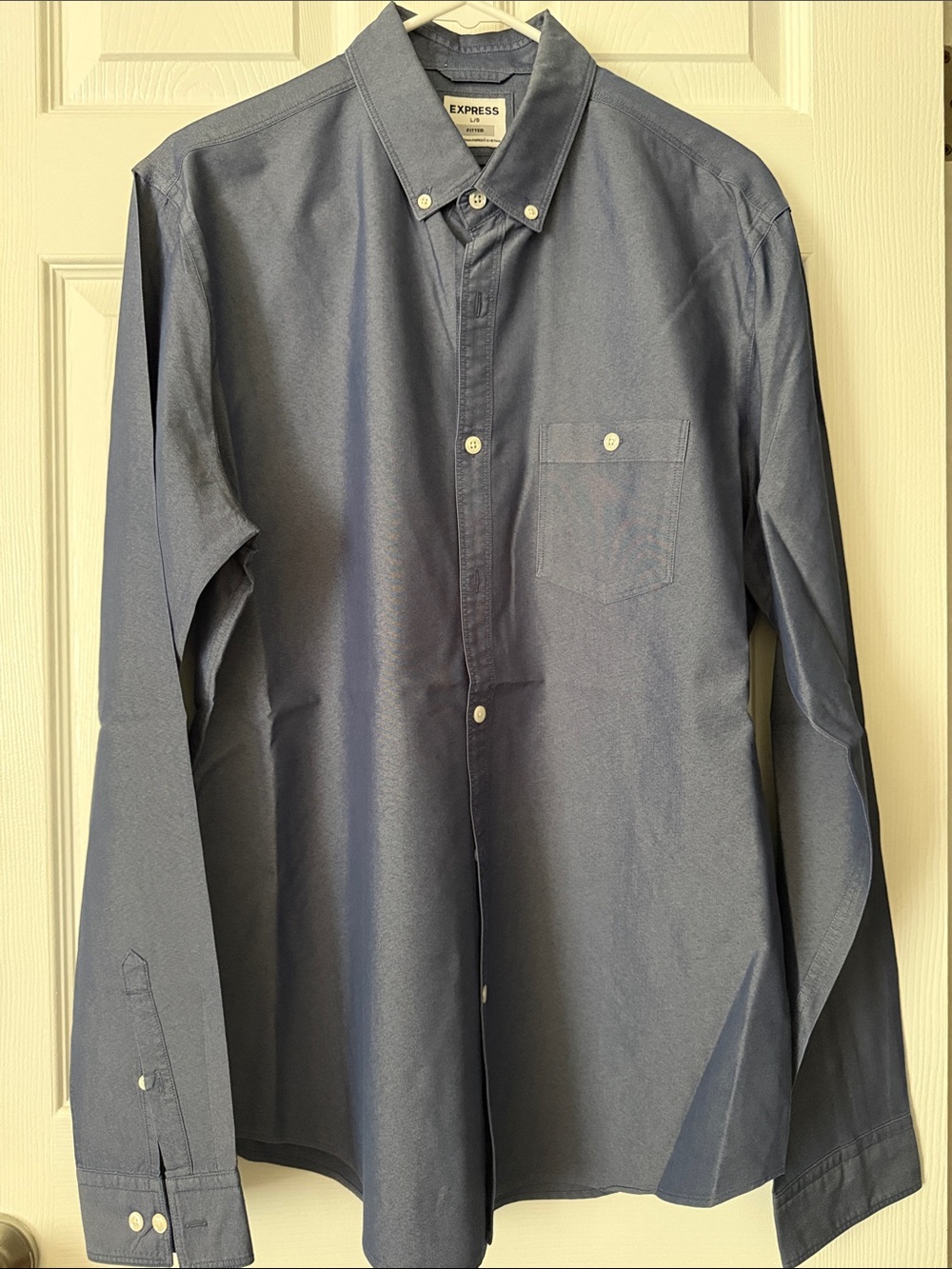 Express Men’s Long-Sleeve Button-Down Shirt in Slate Blue